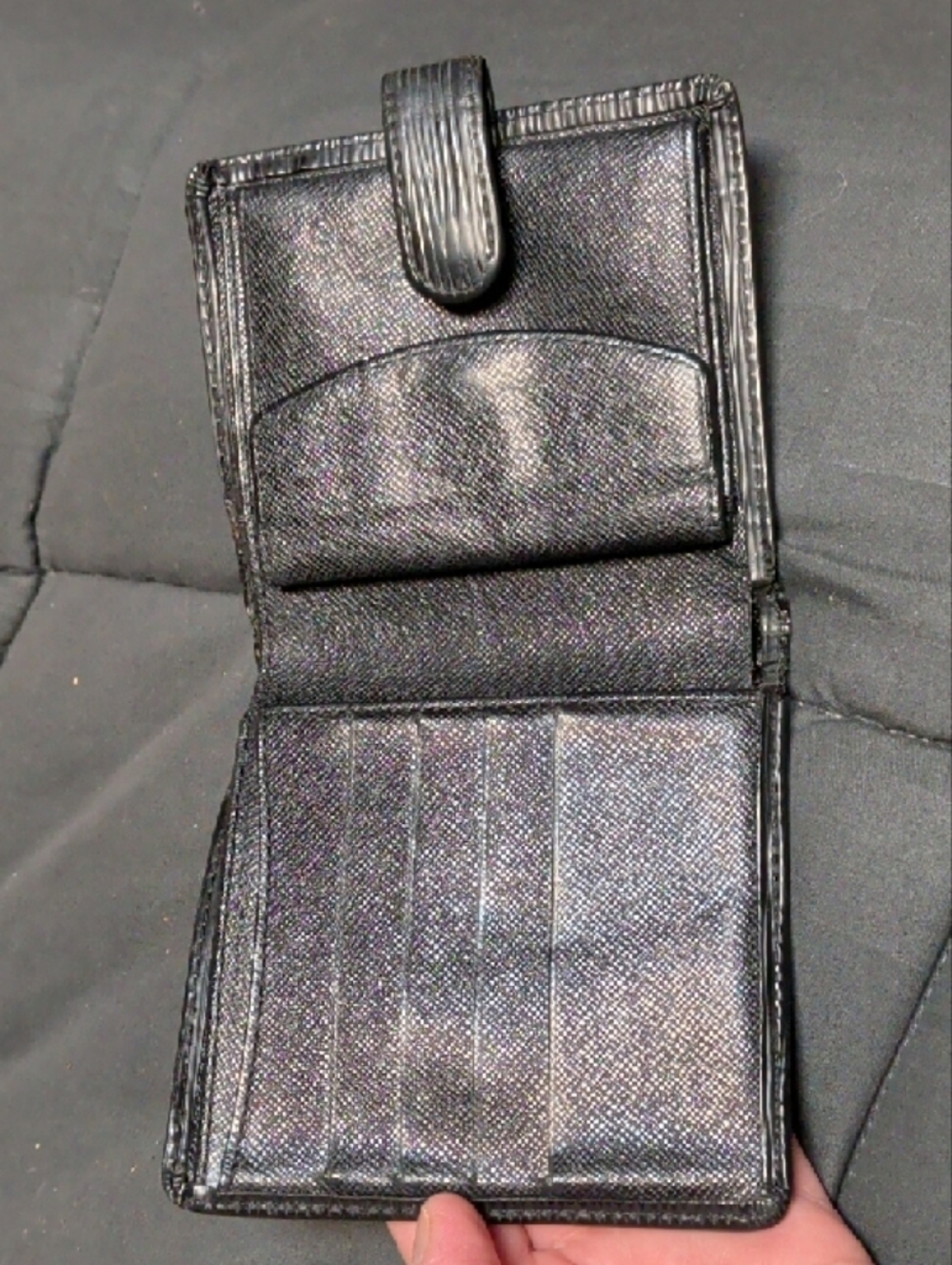 Men's Textured Leather Snap Wallet - Black - Picture 6 of 10